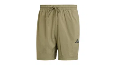 Pre-owned Adidas Originals Men's Adidas Essentials Small Logo Chelsea Shorts In Olive Strata/black