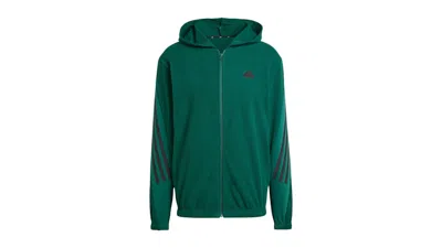 Pre-owned Adidas Originals Men's Adidas Future Icons 3stripes Polar Fleece Fullzip Hoodie In Collegiate Green