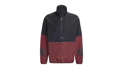 Pre-owned Adidas Originals Men's Adidas Future Icons 3stripes Woven Halfzip Sweatshirt In Aurora Ruby/brown In Multi