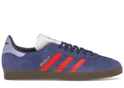 Pre-owned Adidas Originals Men's Adidas Gazelle Arsenal F.c. Sneakers In Night Sky Blue/better Scarelet Red/gum