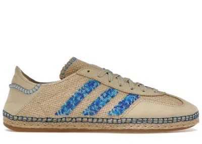 Pre-owned Adidas Originals Men's Adidas Gazelle Clot Sneakers In Linen Khaki/light Blue/blue Bird In Multi