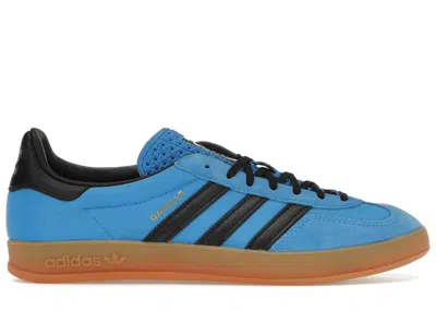 Pre-owned Adidas Originals Men's Adidas Gazelle Indoor Black Sneakers In Bright Blue/core Black/gum