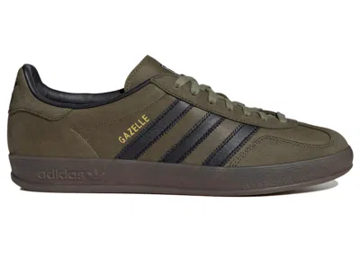 Pre-owned Adidas Originals Men's Adidas Gazelle Indoor Sneakers In Focus Olive/core Black/gum 5)
