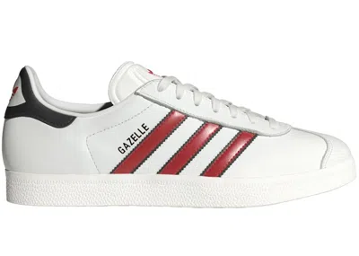 Pre-owned Adidas Originals Men's Adidas Gazelle White Scarlet Black Sneakers In Core White/better Scarelet Red/core Black