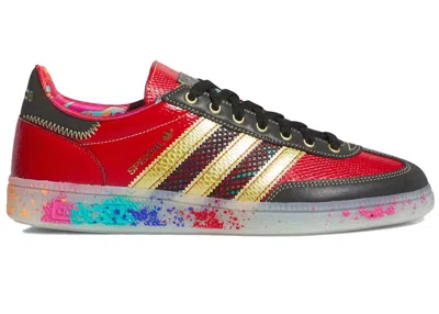 Pre-owned Adidas Originals Men's Adidas Handball Spezial S.e.e.d Paint Splater Sneakers In Better Scarelet Red/gold Metallic/co