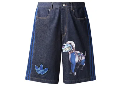 Pre-owned Adidas Originals Men's Adidas Kerwin Frost Lakeith Space Dog Denim Shorts In Blue