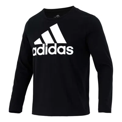 Adidas Originals Men's Adidas Large Logo Printing Loose Sports Long Sleeves Black T-shirt