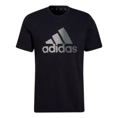 Adidas Originals Men's Adidas Large Logo Round Neck Short Sleeve Japanese Version Black T-shirt