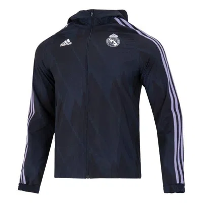 Adidas Originals Men's Adidas Logo Printing Hooded Zipper Jacket Blue