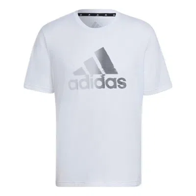 Adidas Originals Men's Adidas Logo Printing Round Neck Pullover Short Sleeve White T-shirt