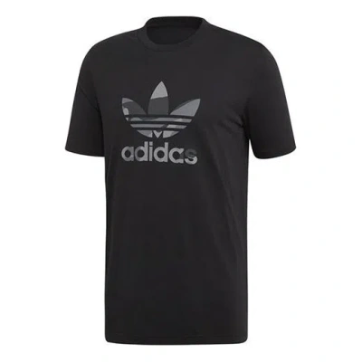 Adidas Originals Men's Adidas Logo Printing Short Sleeve Black T-shirt