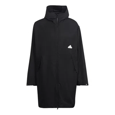 Adidas Originals Men's Adidas Logo Solid Color Hooded Jacket Windbreaker Black