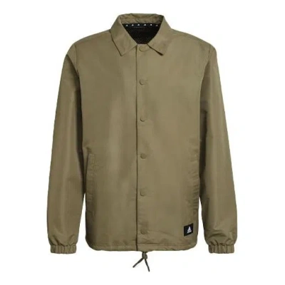 Adidas Originals Men's Adidas Logo Solid Color Lapel Jacket Brown In Green