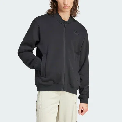 Adidas Originals Men's Adidas Lounge Fleece Bomber Jacket With Zip Opening In Black