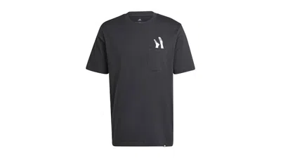 Pre-owned Adidas Originals Men's Adidas Lounge Slides Graphic Pocket T-shirt In Black