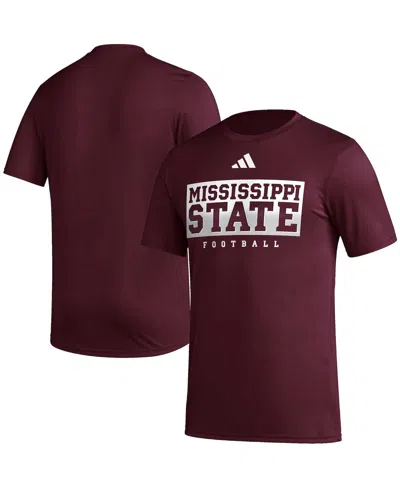 Adidas Originals Men's Adidas Maroon Mississippi State Bulldogs Football Practice Aeroready Pregame T-shirt