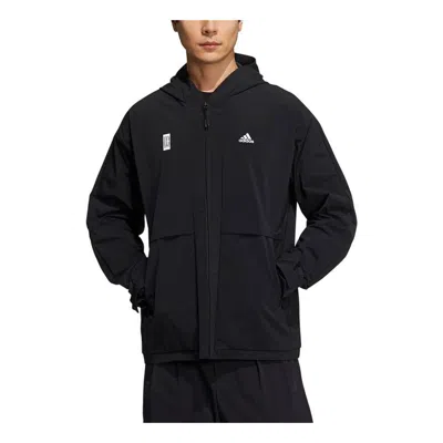 Adidas Originals Men's Adidas Martial Arts Series Sports Logo Casual Hooded Jacket Black