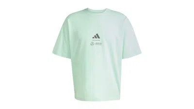 Pre-owned Adidas Originals Men's Adidas Mercedes Amg Petronas Formula Team Premium Woven T-shirt In Frozen Green/grey Strata In Multi