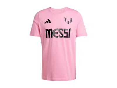 Pre-owned Adidas Originals Men's Adidas Messi Name And Number Graphic Tee Shirt In Easy Pink
