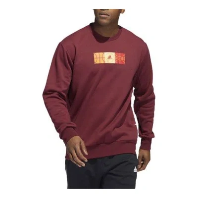 Adidas Originals Men's Adidas Mic Gfx Crew Limited Basketball Sports Printing Fleece Lined Round Neck Pullover Red In Burgundy