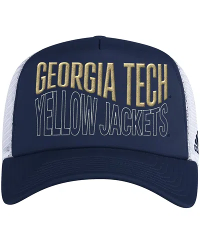 Adidas Originals Men's Adidas Navy And White Georgia Tech Yellow Jackets Wave Foam Trucker Snapback Hat In Navy,white
