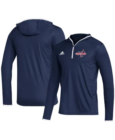 Adidas Originals Men's Adidas Navy Washington Capitals Team Long Sleeve Quarter-zip Hoodie T-shirt