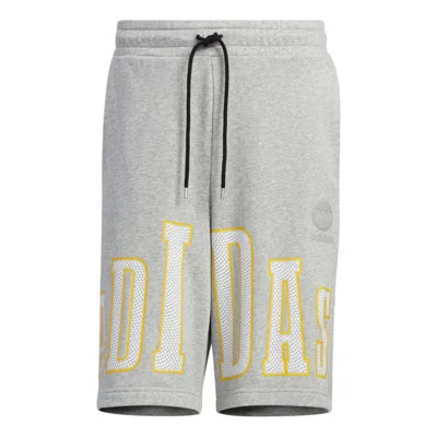 Adidas Originals Men's Adidas Neo Alphabet Large Logo Printing Sports Shorts Medium Hemp Grey In Gray