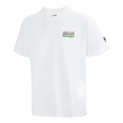 Adidas Originals Men's Adidas Neo Alphabet Micro Mark Round Neck Short Sleeve White T-shirt