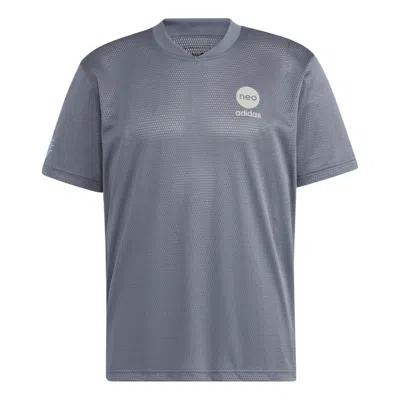 Adidas Originals Men's Adidas Neo Bb Mesh Tee Alphabet Pattern Printing Pullover Short Sleeve Gray T-shirt