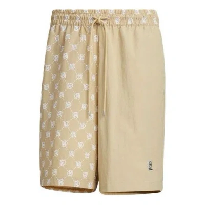Adidas Originals Men's Adidas Neo Pattern Printing Lacing Casual Sports Shorts Brown Yellow In Neutral