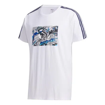 Adidas Originals Men's Adidas Neo Pattern Printing Sports Short Sleeve White T-shirt