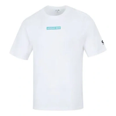 Adidas Originals Men's Adidas Neo Solid Color Pattern Printing Sports Round Neck Short Sleeve White T-shirt