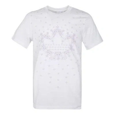 Adidas Originals Men's  Bandana Trefoil Pattern Logo Printing Round Neck Short Sleeve White T-shirt