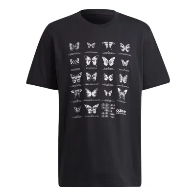 Adidas Originals Men's  Butterfly Printing Casual Sports Loose Short Sleeve Black T-shirt
