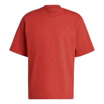 Adidas Originals Men's  C Tee Solid Color Small Label Loose Sports Short Sleeve Wine Red T-shirt In Orange