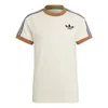 Adidas Originals Men's  Cali Tee Shoulder Stripe Ribbed Round Neck Short Sleeve Milky White T-shirt In Brown