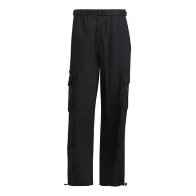 Adidas Originals Men's  Cargo Pant Side Pocket Splicing Drawstring Bundle Feet Sports Pants/trousers/ In Black