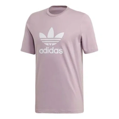 Adidas Originals Men's  Chest Logo Sports Short Sleeve Pink Purple Gray T-shirt