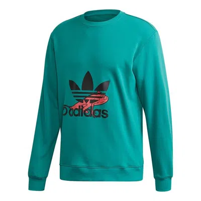 Adidas Originals Men's  Hoody Sweatshirt Sports Round Neck Casual Printing Pullover Green