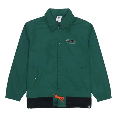 Adidas Originals Men's  Mr Windbreaker Double Layer Lapel Polar Fleece Logo Sports Jacket Forest Gree In Green