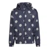 Adidas Originals Men's  Smiling Face Full Print Casual Hooded Track Jacket Deep Navy Blue