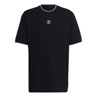 Adidas Originals Men's  Solid Color Logo Casual Round Neck Short Sleeve Black T-shirt