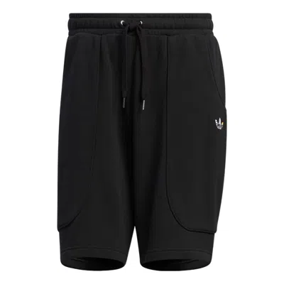 Adidas Originals Men's  Solid Color Micro Mark Loose Athleisure Casual Sports Shorts Black