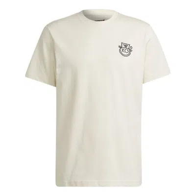 Adidas Originals Men's  Ss22 Back Pattern Printing Round Neck Short Sleeve White T-shirt