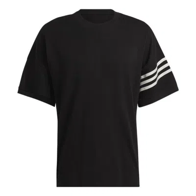 Adidas Originals Men's  Stripe Casual Sports Short Sleeve Black T-shirt