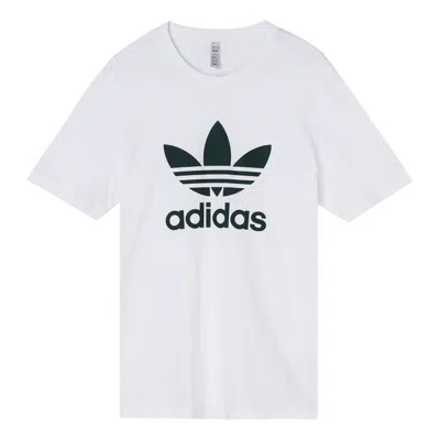 Adidas Originals Men's  Trefoil Large Logo Printing Round Neck Short Sleeve White T-shirt
