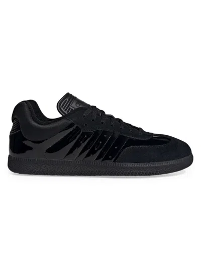 Adidas Originals Dingyun Zhang Samba Mesh-trimmed Suede And Patent-leather Sneakers In Black