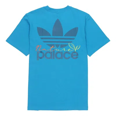 Adidas Originals Men's  X Palace Crossover Ss22 Back Logo Printing Short Sleeve Blue T-shirt