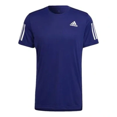 Adidas Originals Men's Adidas Own The Run Tee Stripe Hygroscopic Sweat-wicking Breathable Sports Round Neck Short Sle In Blue