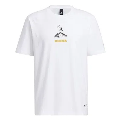 Adidas Originals Men's Adidas Panda Printing Round Neck Short Sleeve White T-shirt